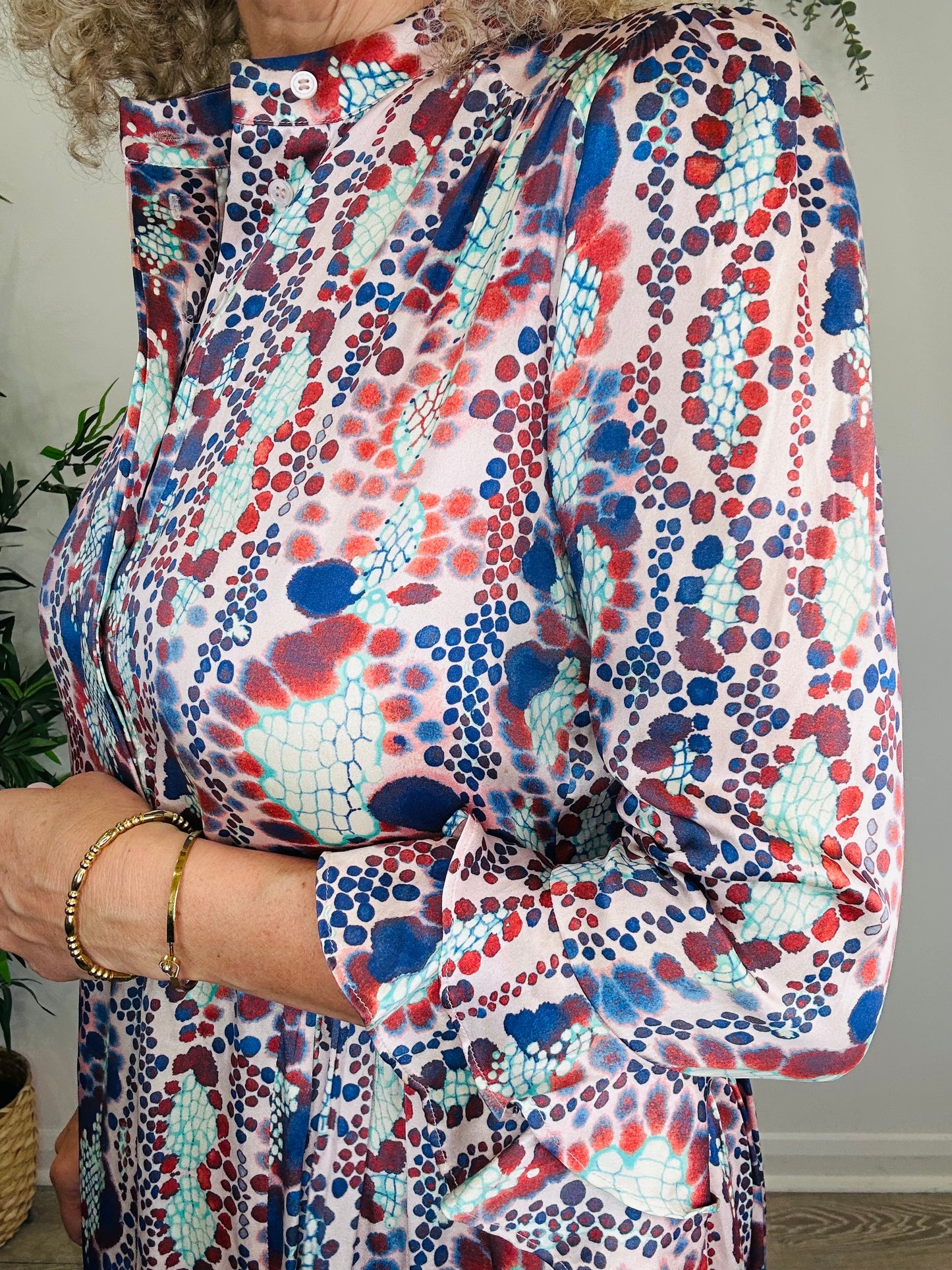 Patterned Silk Dress - Size S