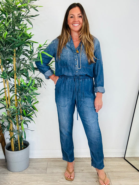 Chambray Jumpsuit - Size S