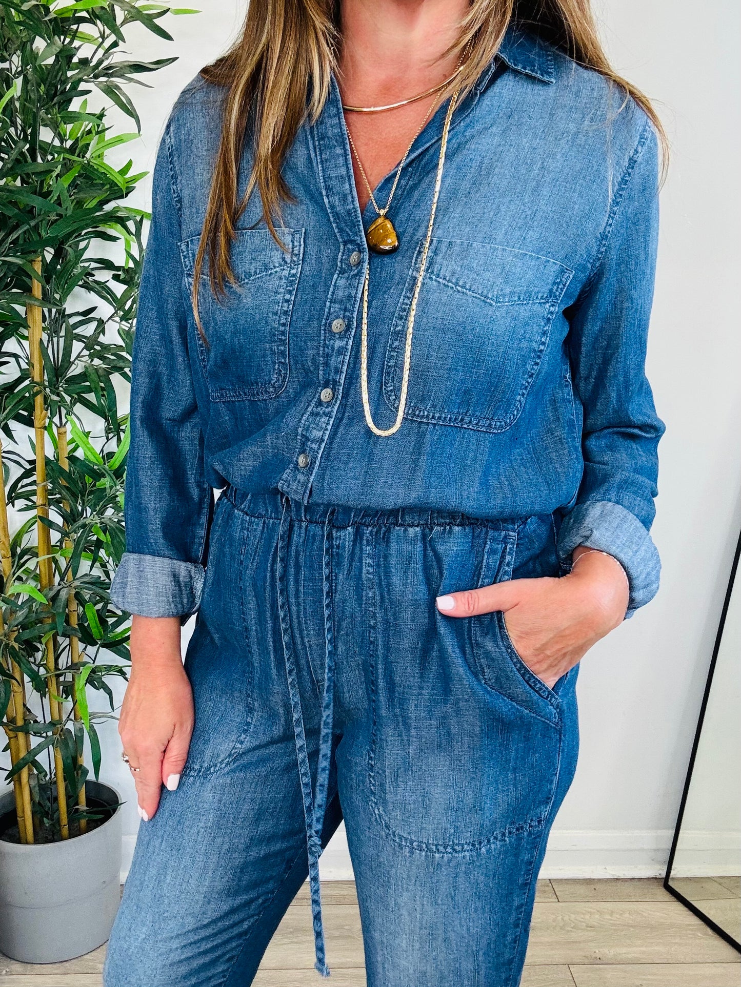 Chambray Jumpsuit - Size S