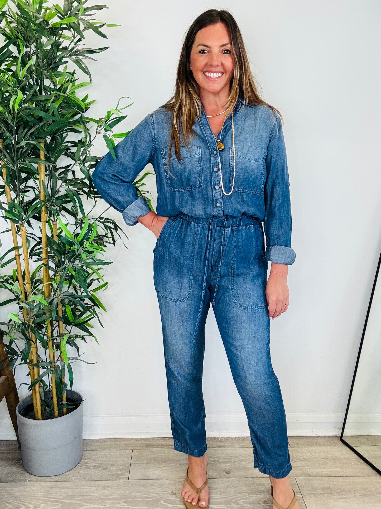 Chambray Jumpsuit - Size S