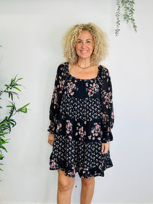 Silk Floral Dress - Size 12