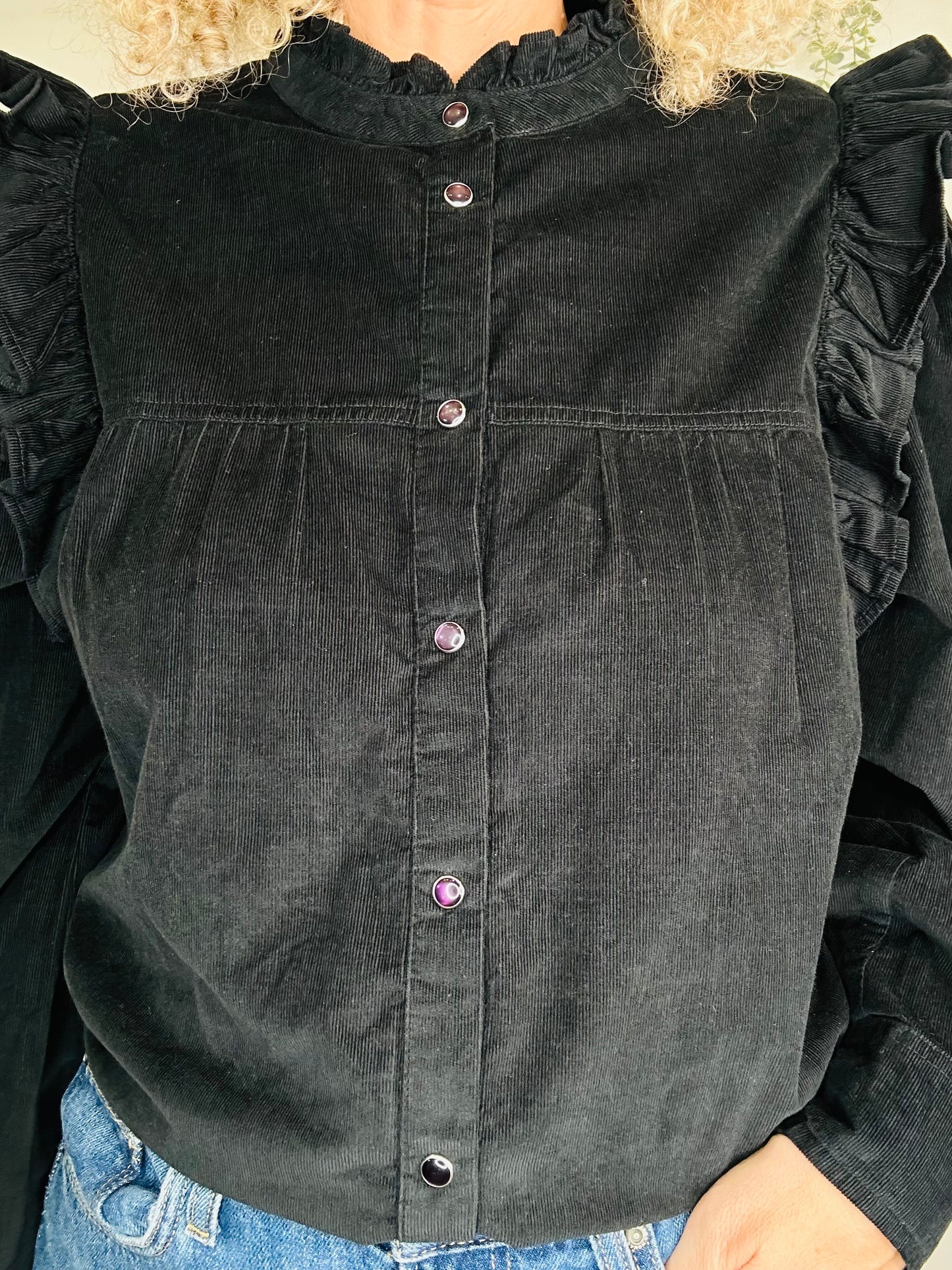 Frill Cord Shirt - Size 40
