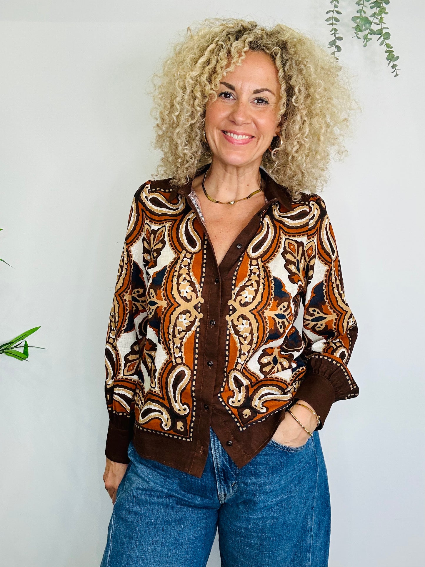 Patterned Cotton Shirt - Size 38