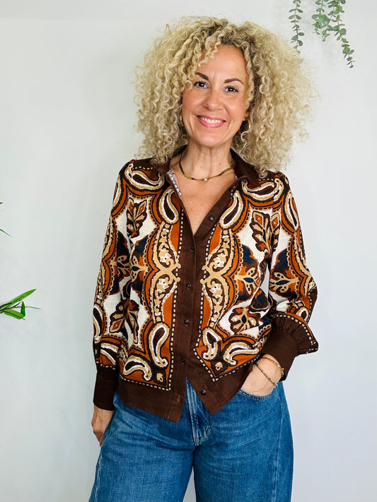 Patterned Cotton Shirt - Size 38
