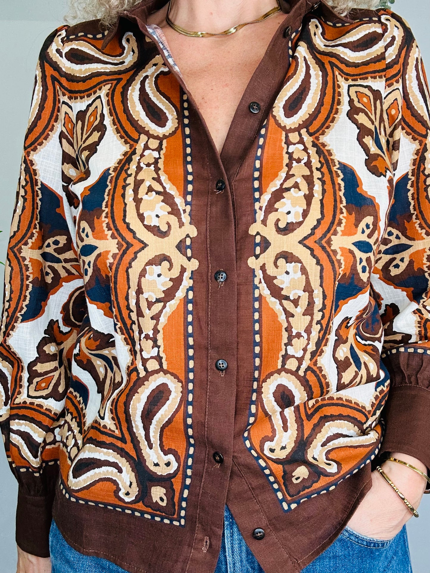 Patterned Cotton Shirt - Size 38
