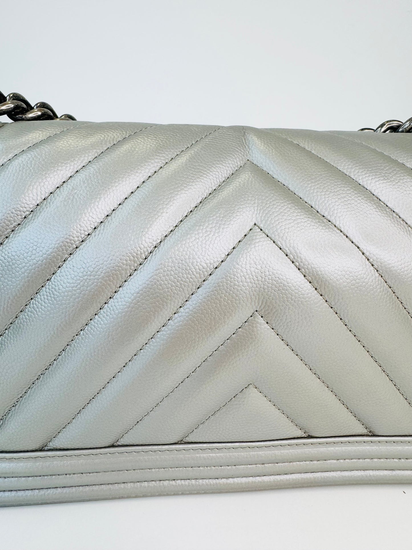 Chevron Leather Medium Boy Bag