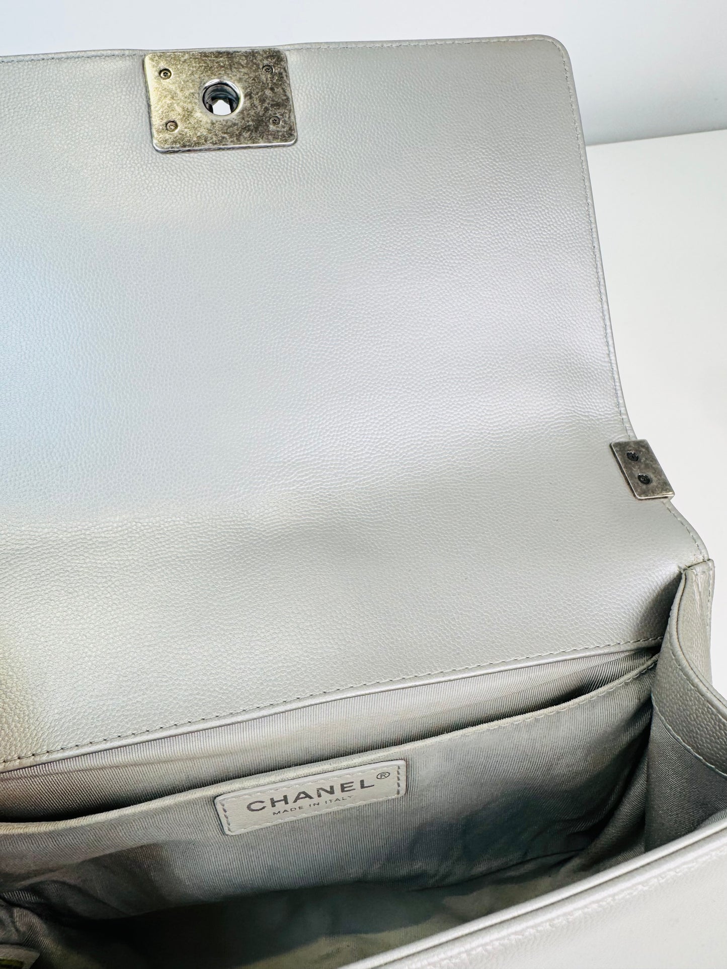 Chevron Leather Medium Boy Bag
