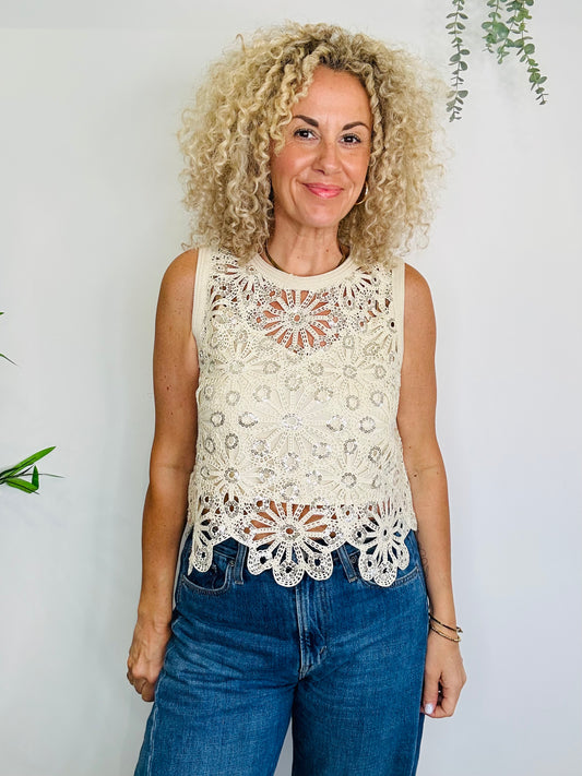 Sequin Crochet Tank - Size 2