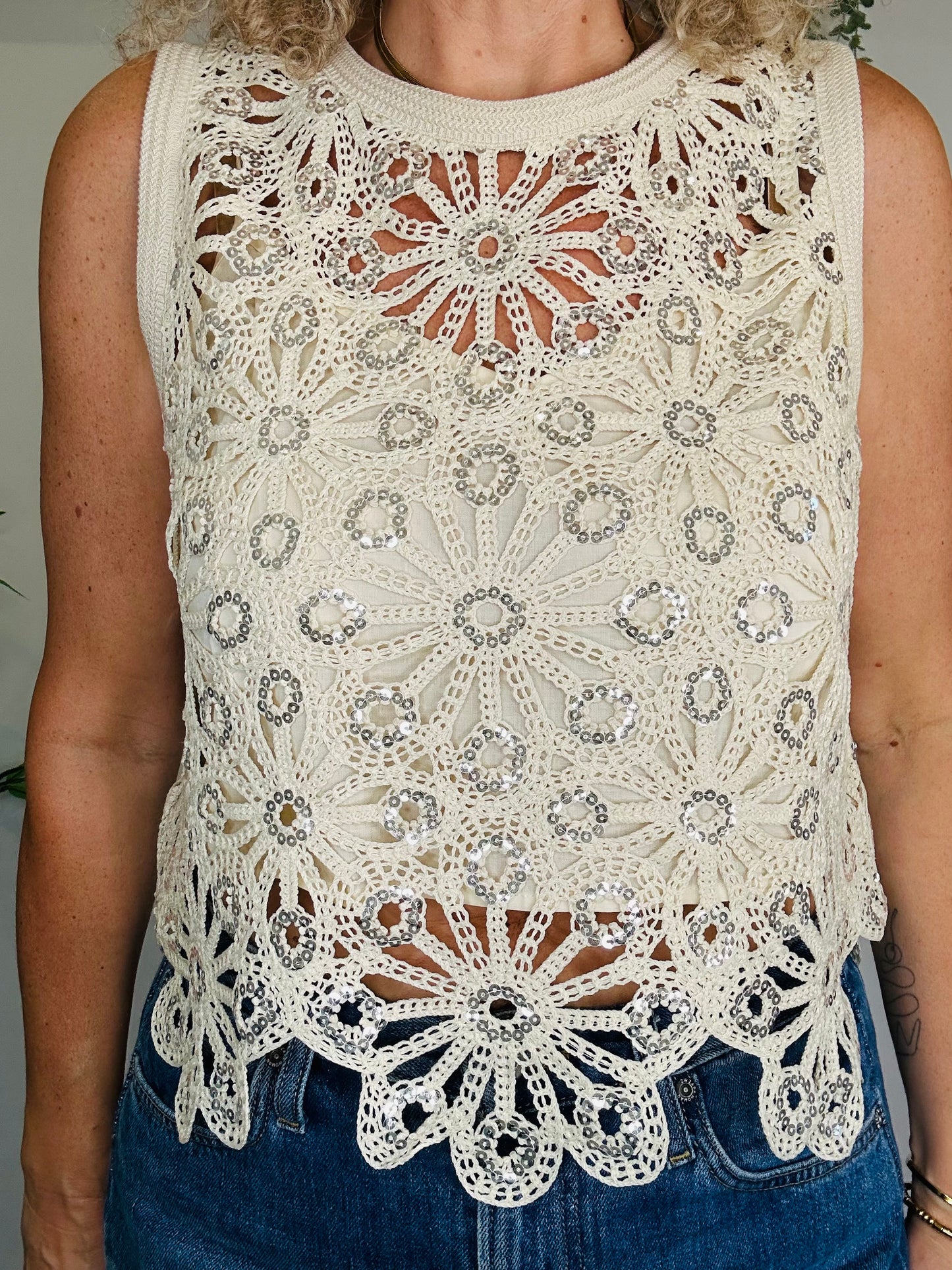 Sequin Crochet Tank - Size 2