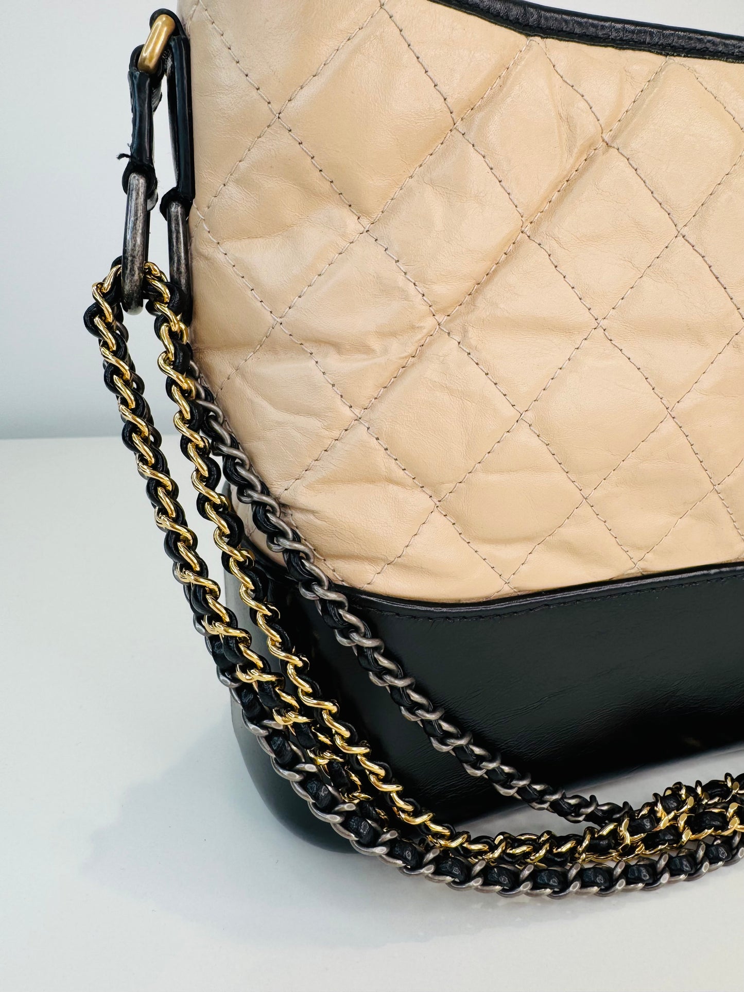 Crumpled Calfskin Leather Medium Gabrielle Bag
