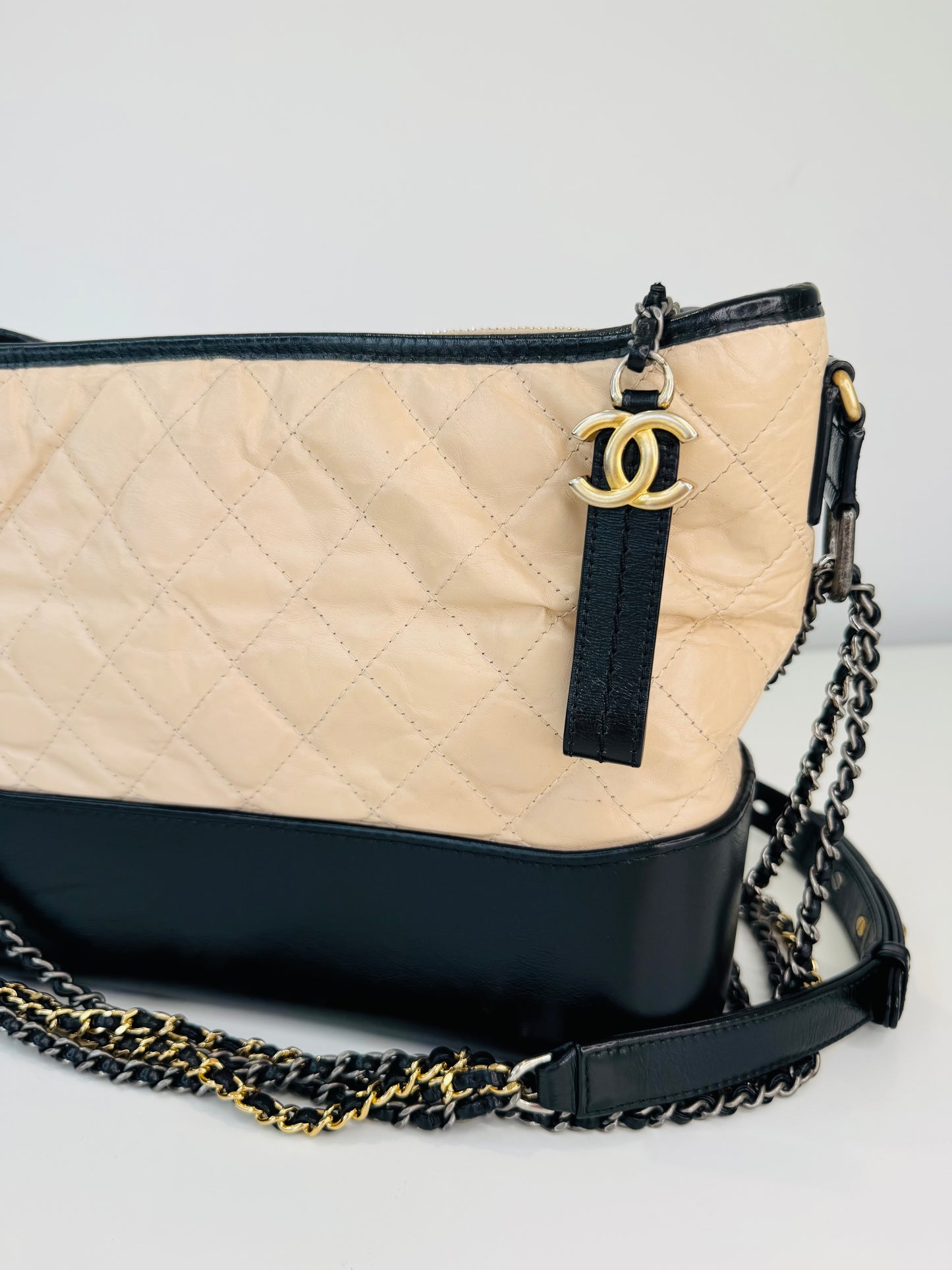 Crumpled Calfskin Leather Medium Gabrielle Bag