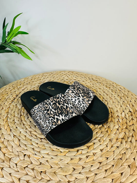 Leopard Print Sliders - Size 38