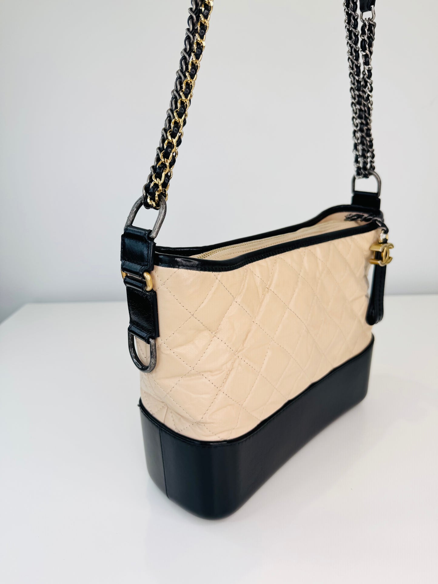 Crumpled Calfskin Leather Medium Gabrielle Bag