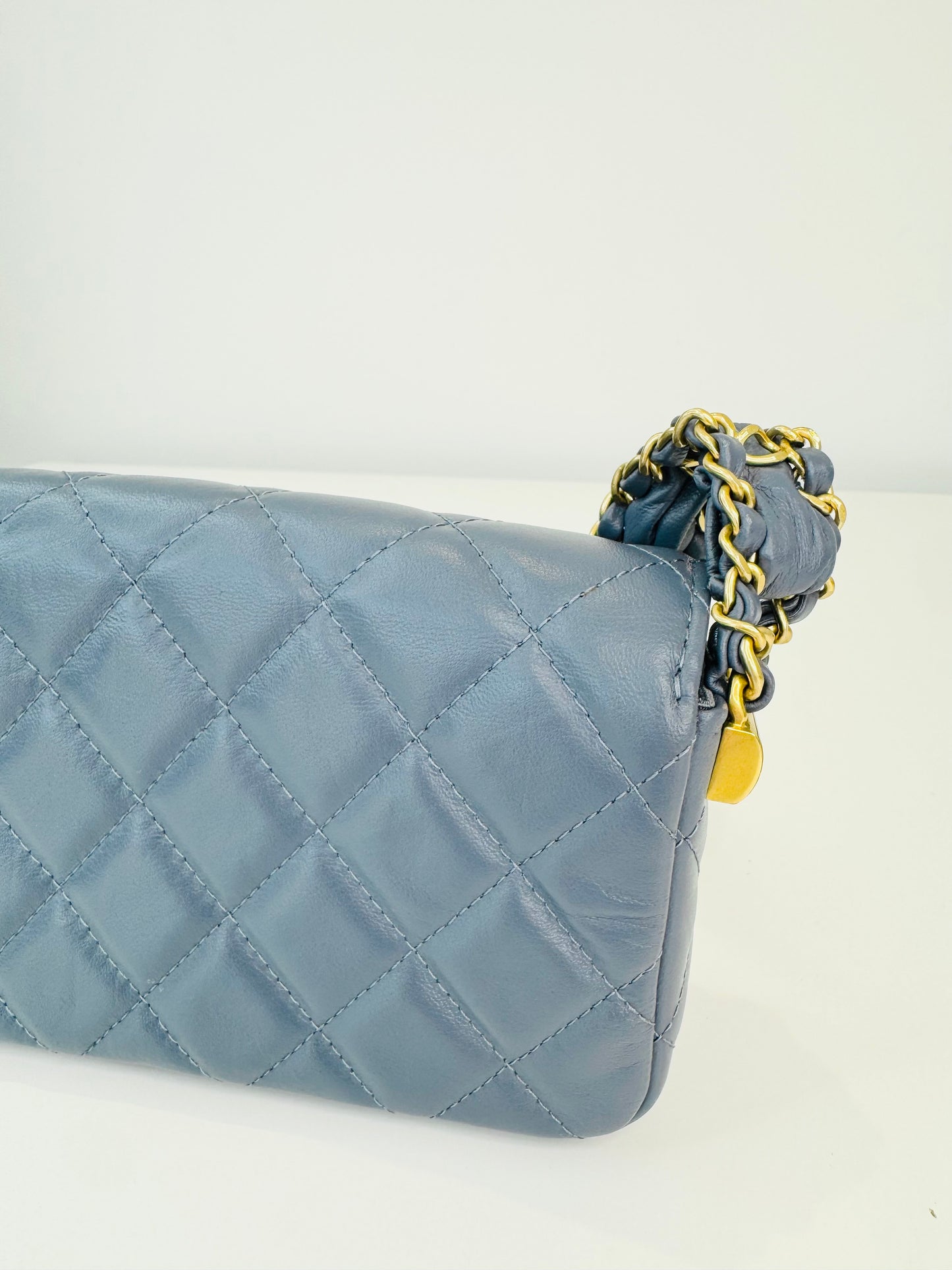 Crumpled Calfskin Quilted Braided CC Mini Flap Bag
