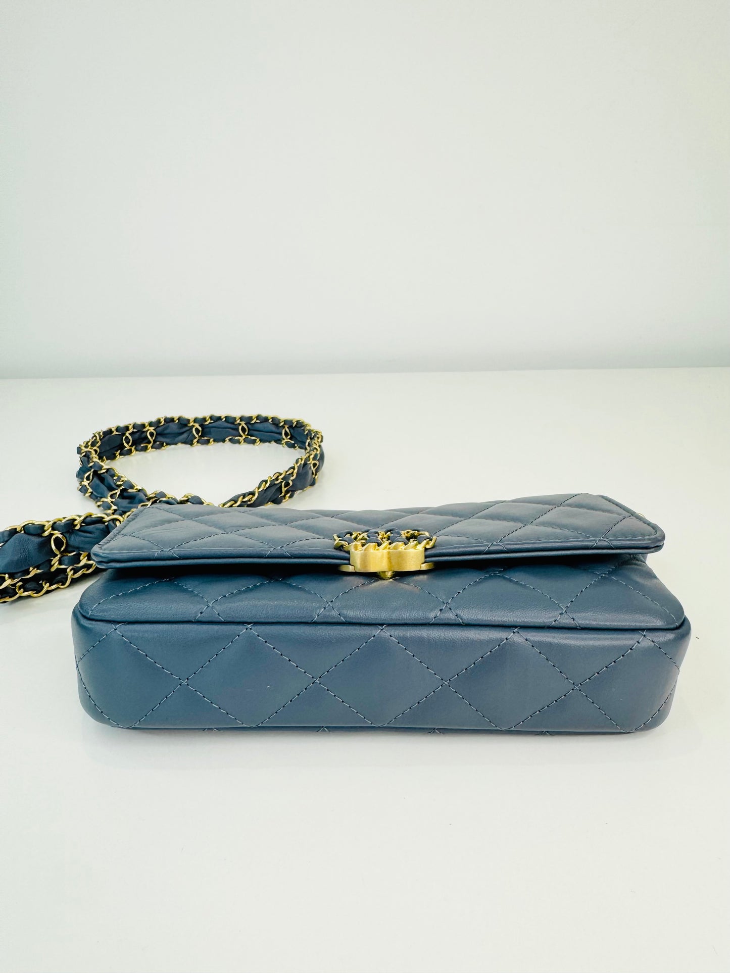 Crumpled Calfskin Quilted Braided CC Mini Flap Bag