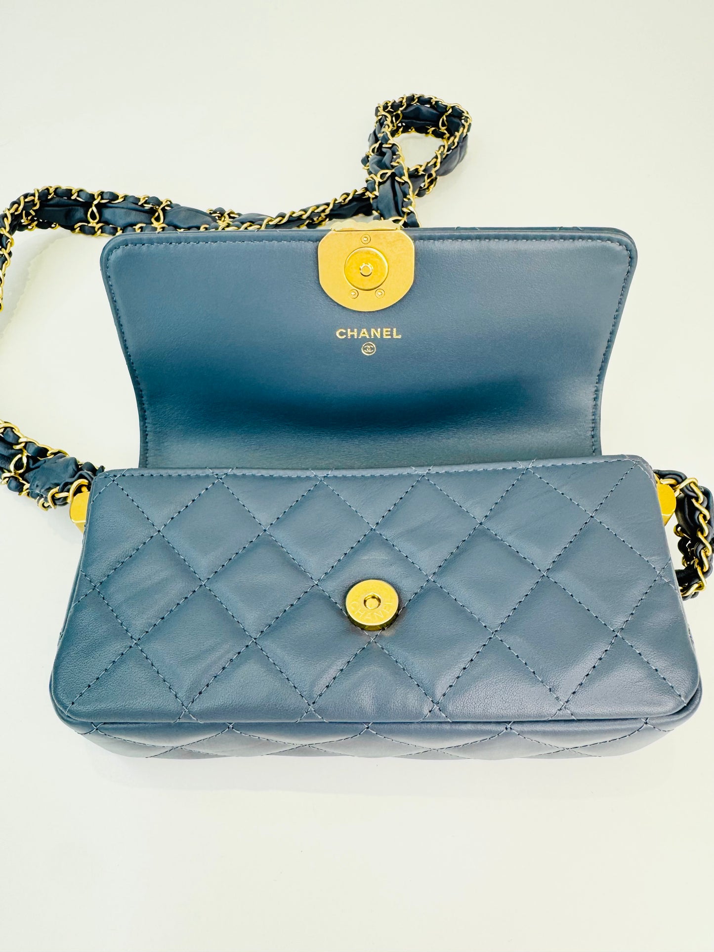 Crumpled Calfskin Quilted Braided CC Mini Flap Bag