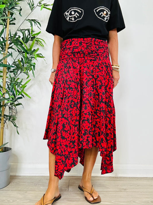 Patterned Ruched Skirt - Size 36