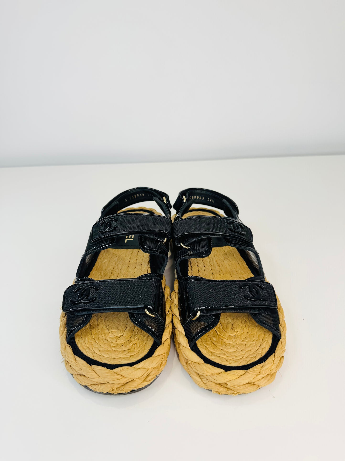 Mesh & Raffia Dad Sandals - Size 39.5