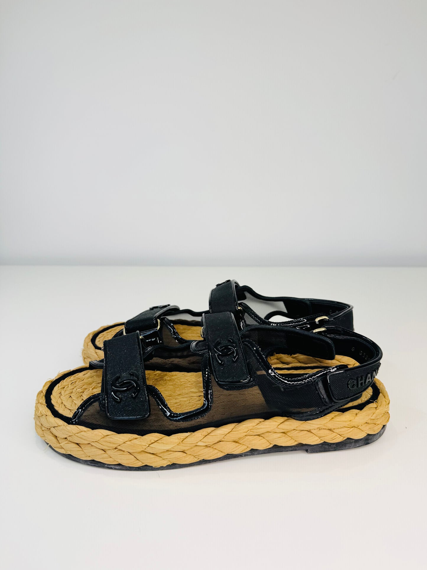 Mesh & Raffia Dad Sandals - Size 39.5