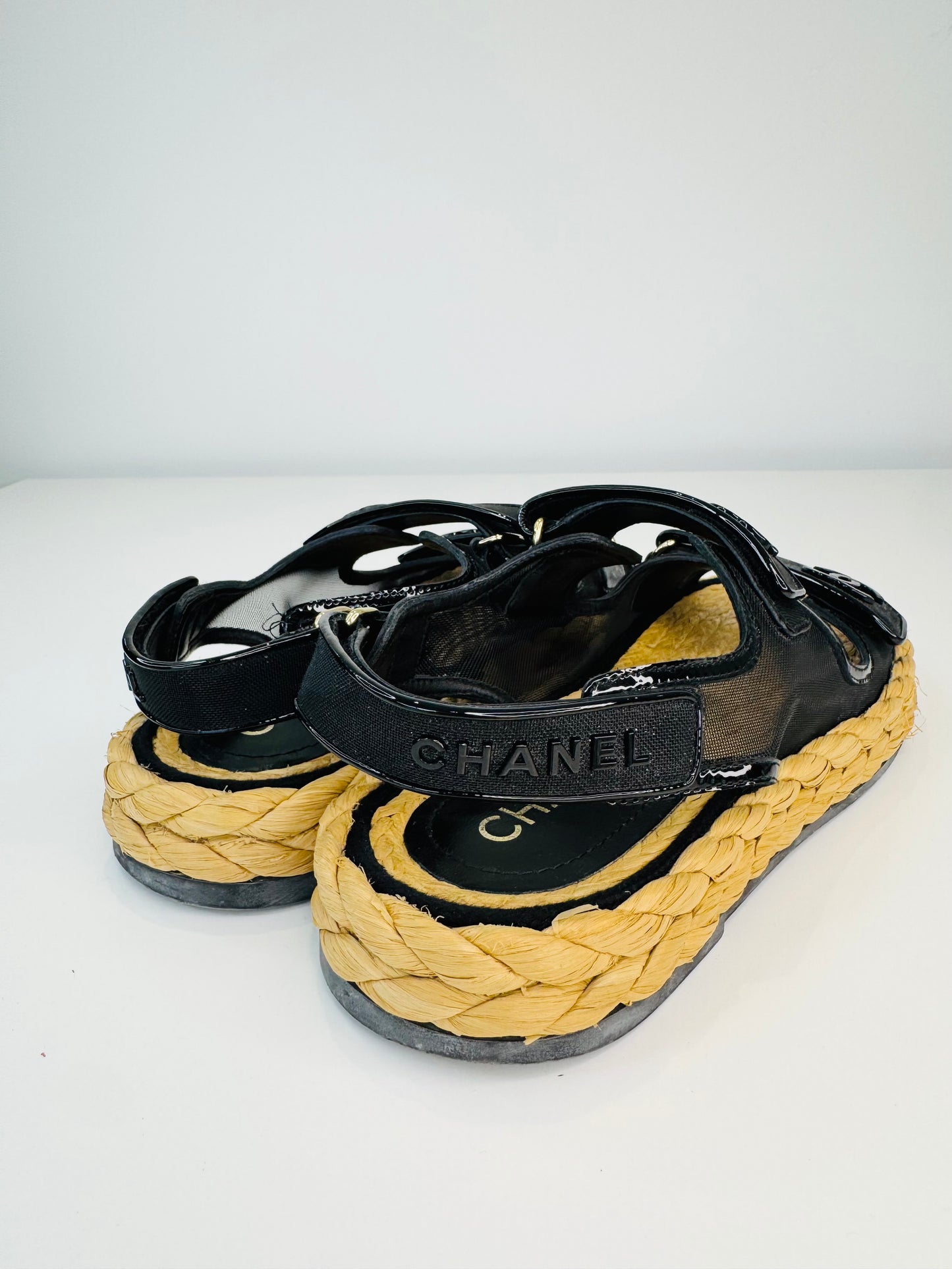 Mesh & Raffia Dad Sandals - Size 39.5
