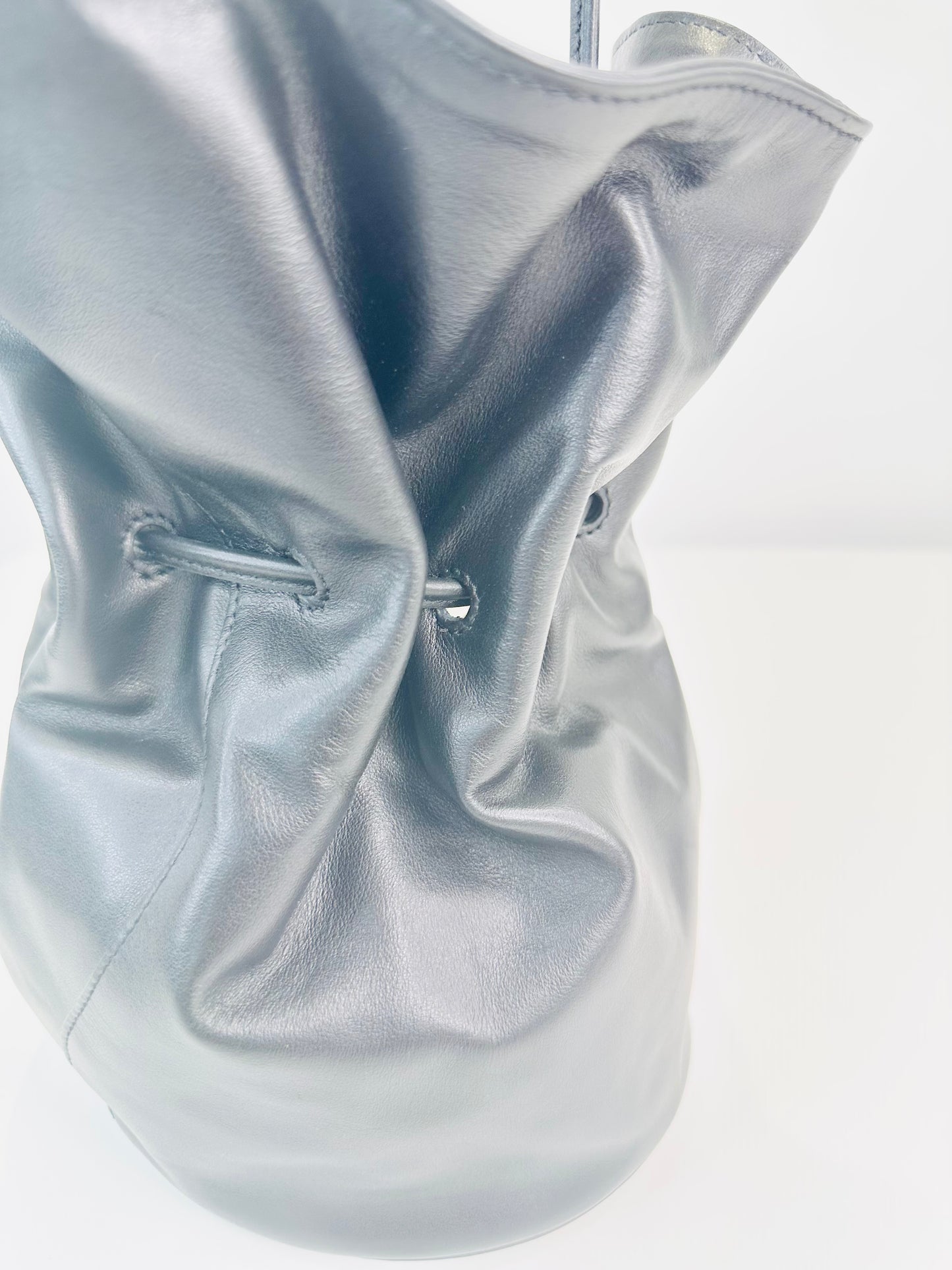Leather Vase Bucket Bag