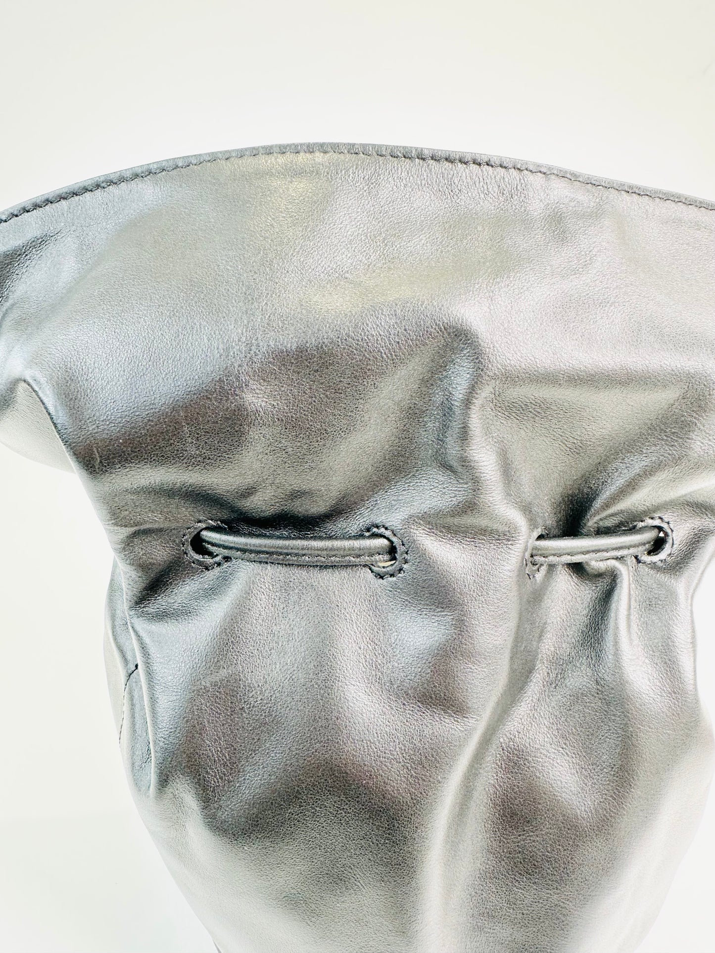 Leather Vase Bucket Bag
