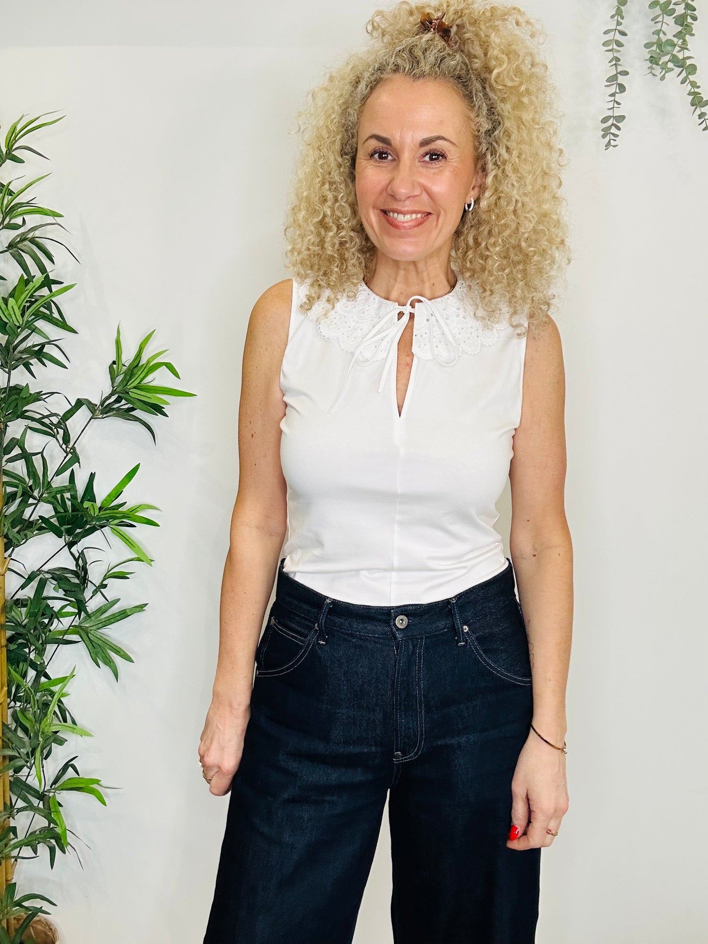 Broderie Collar Top - Size 12
