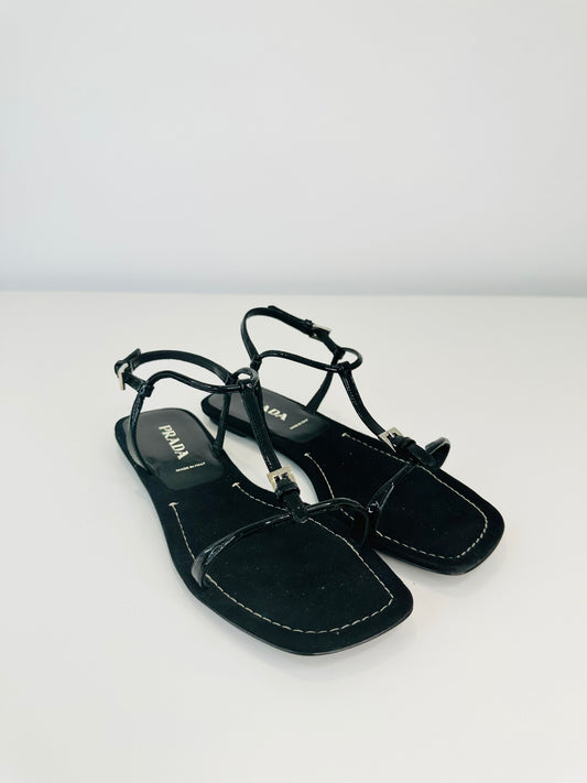 Patent Leather Sandals - Size 37