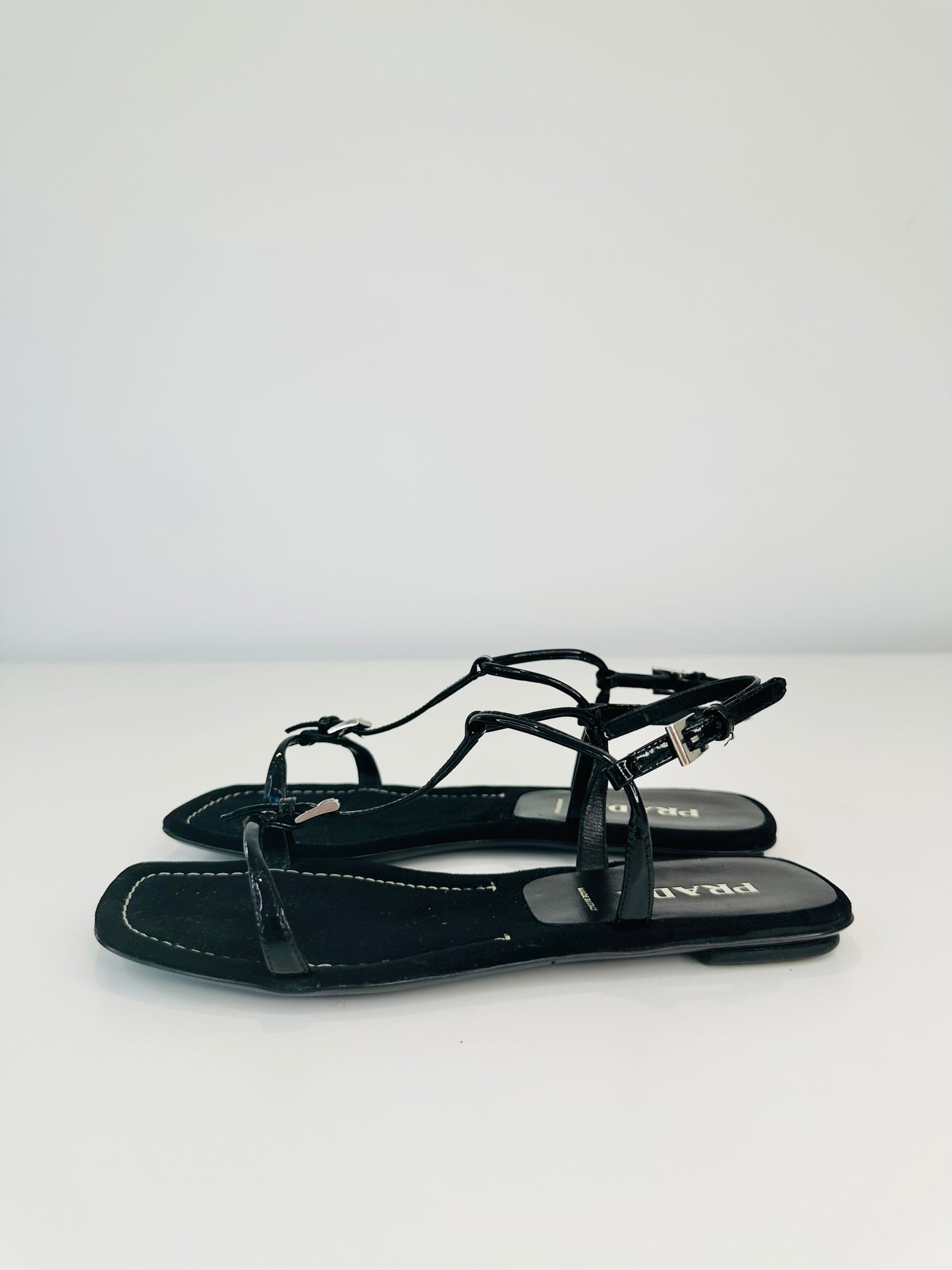 Patent Leather Sandals - Size 37