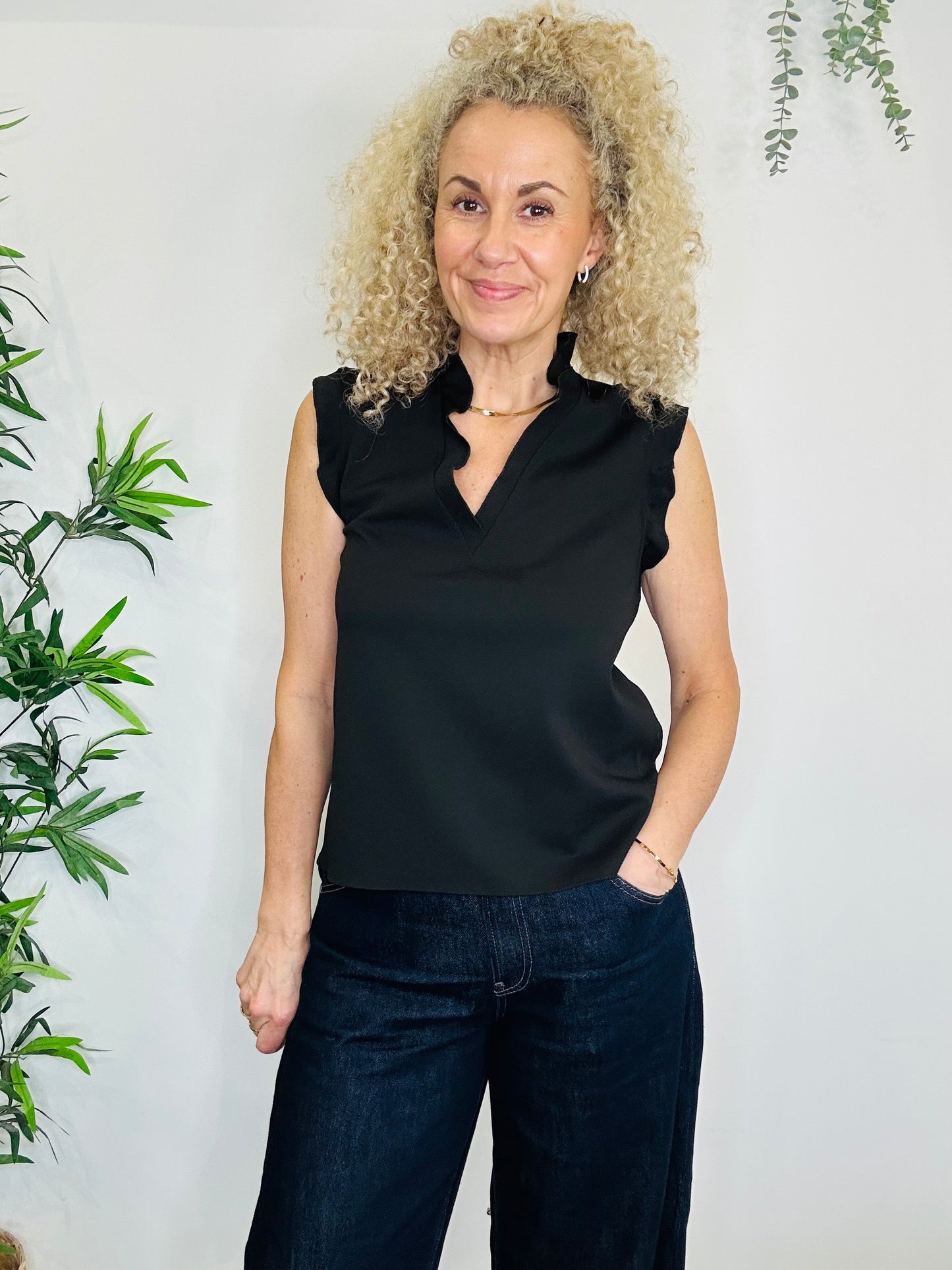 Frill Sleeveless Top - Size 2