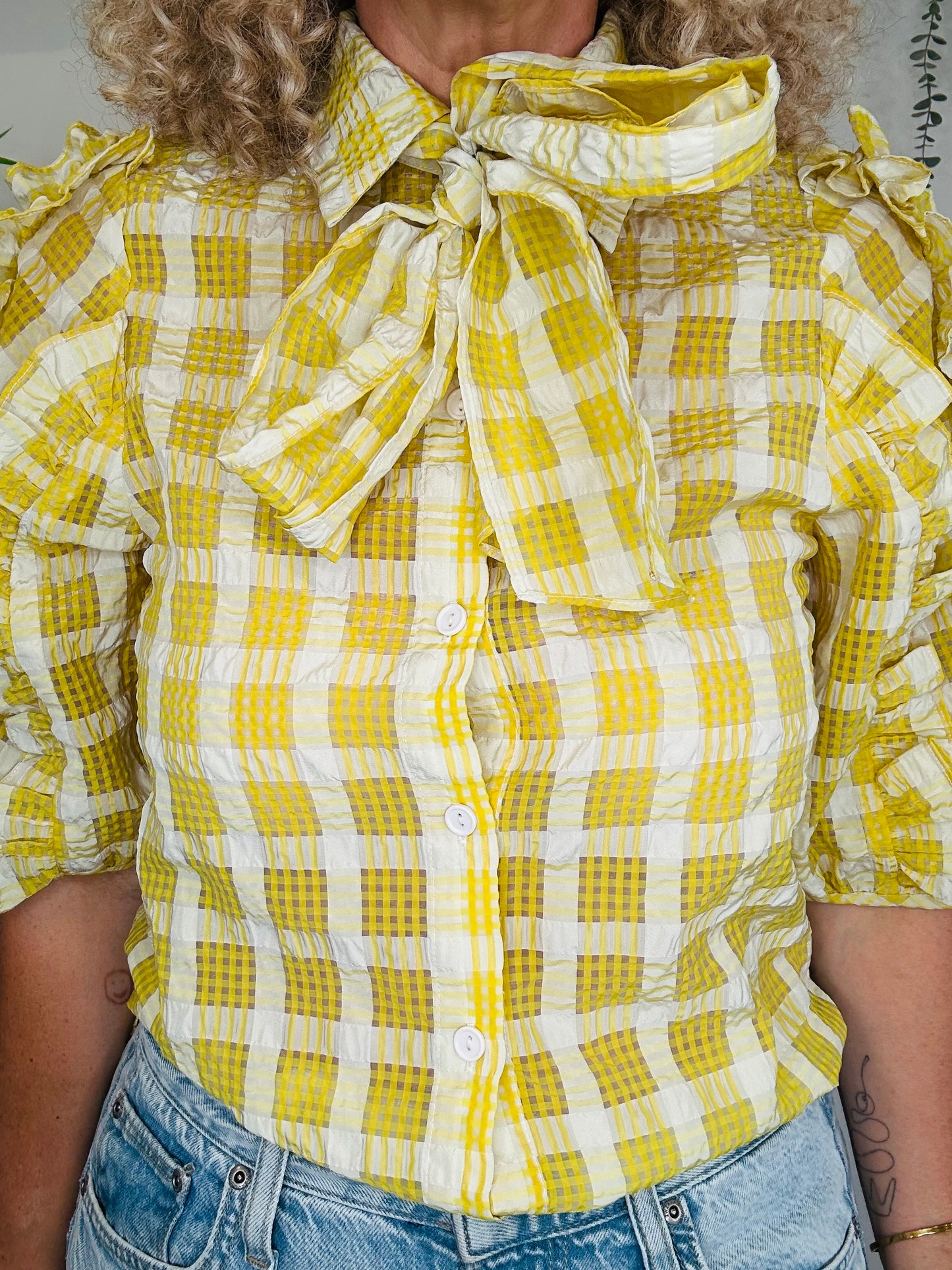 Check Ruffle Shirt - Size 34