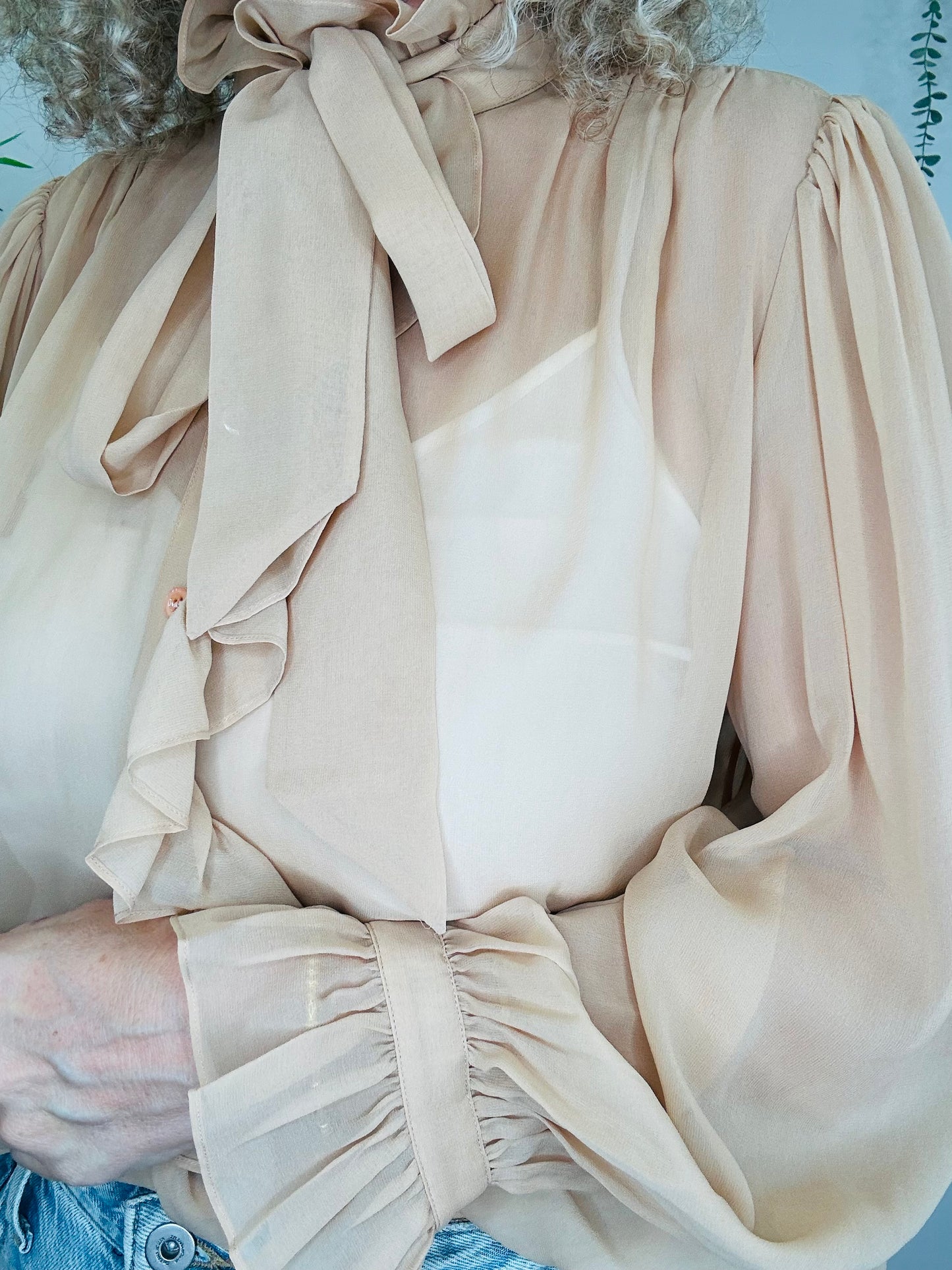 Silk Ruffle Shirt - Size XS