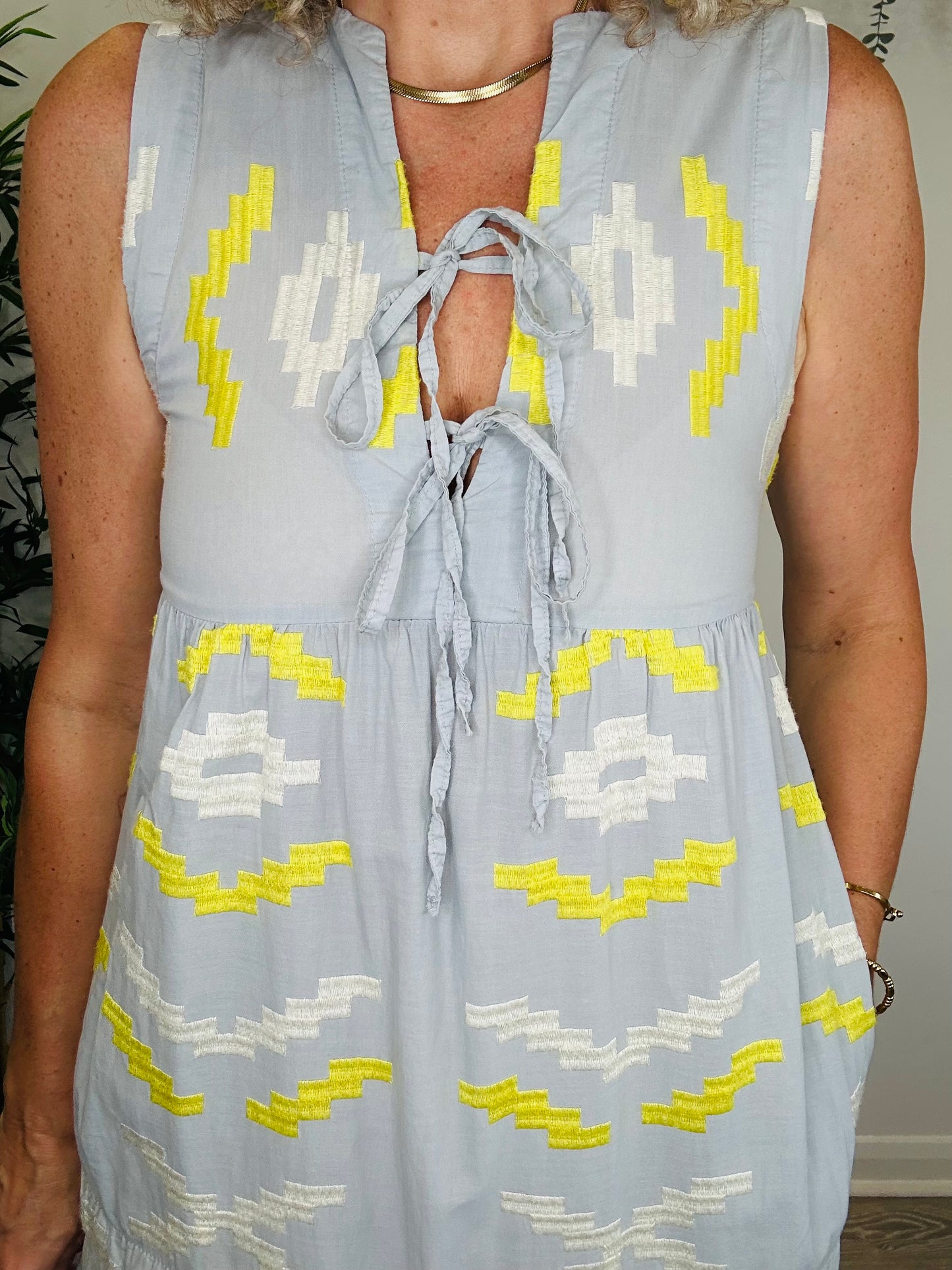 Embroidered Cotton Dress - Size XS