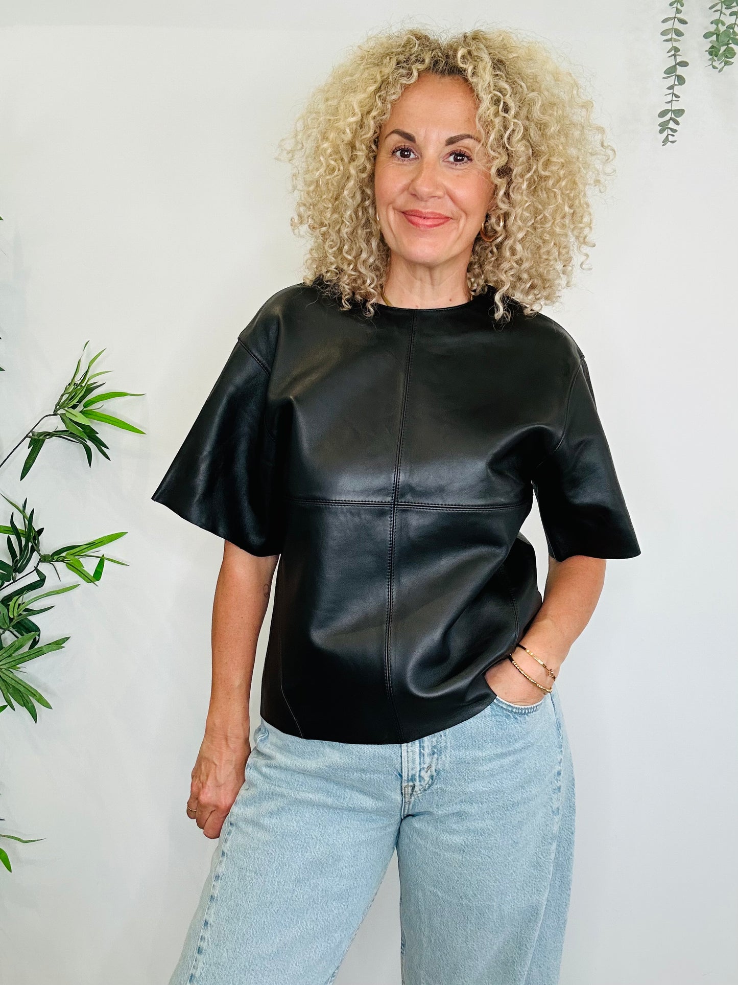 Frieda Leather Top - Size 36