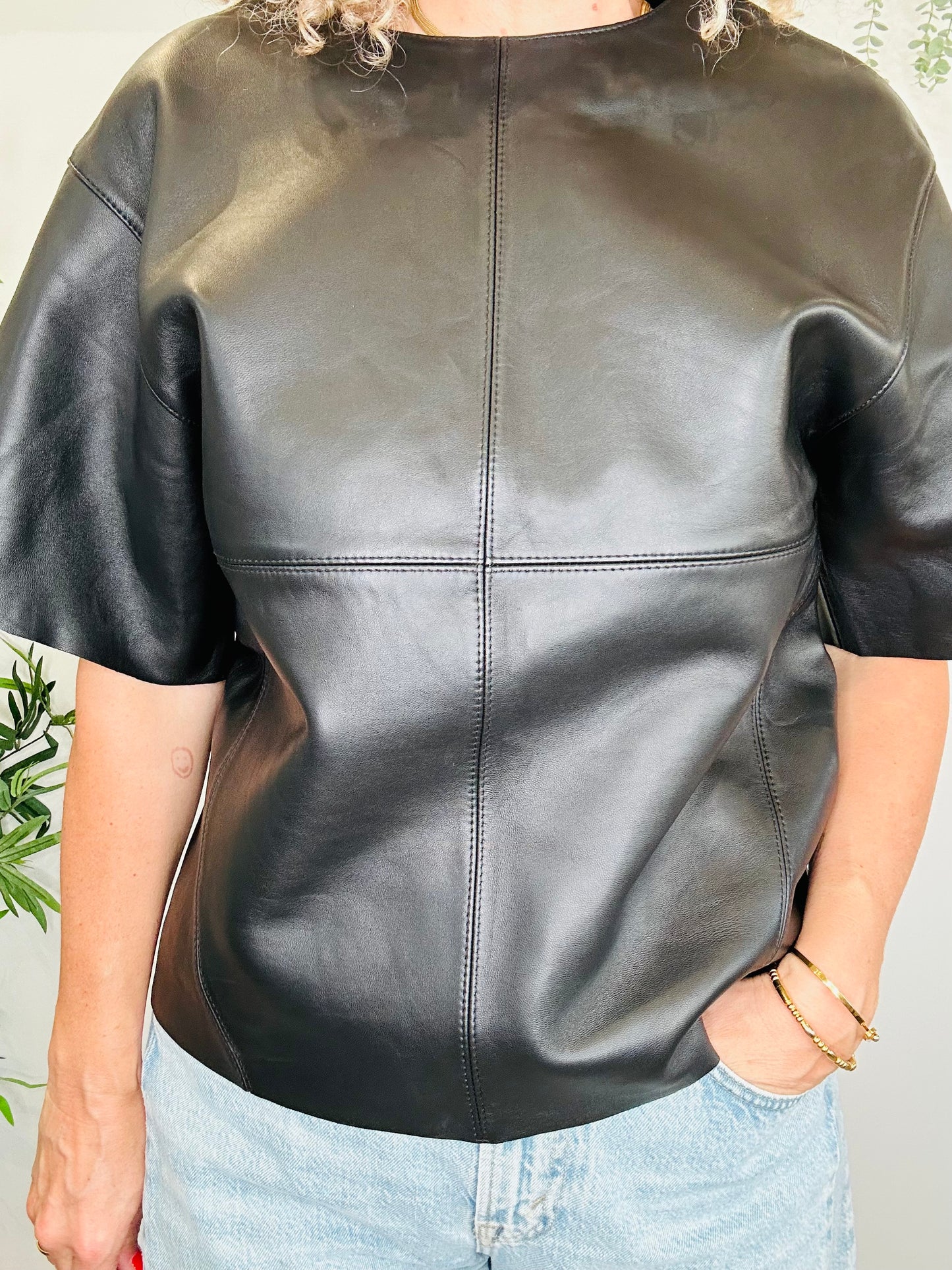 Frieda Leather Top - Size 36