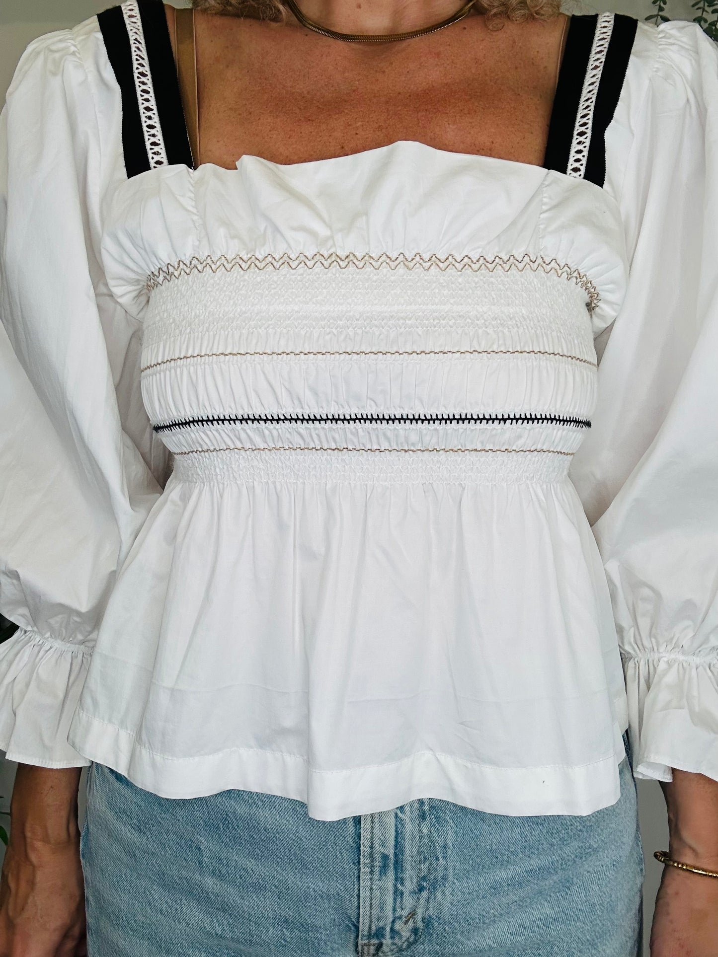 Shirred Cotton Top - Size 40