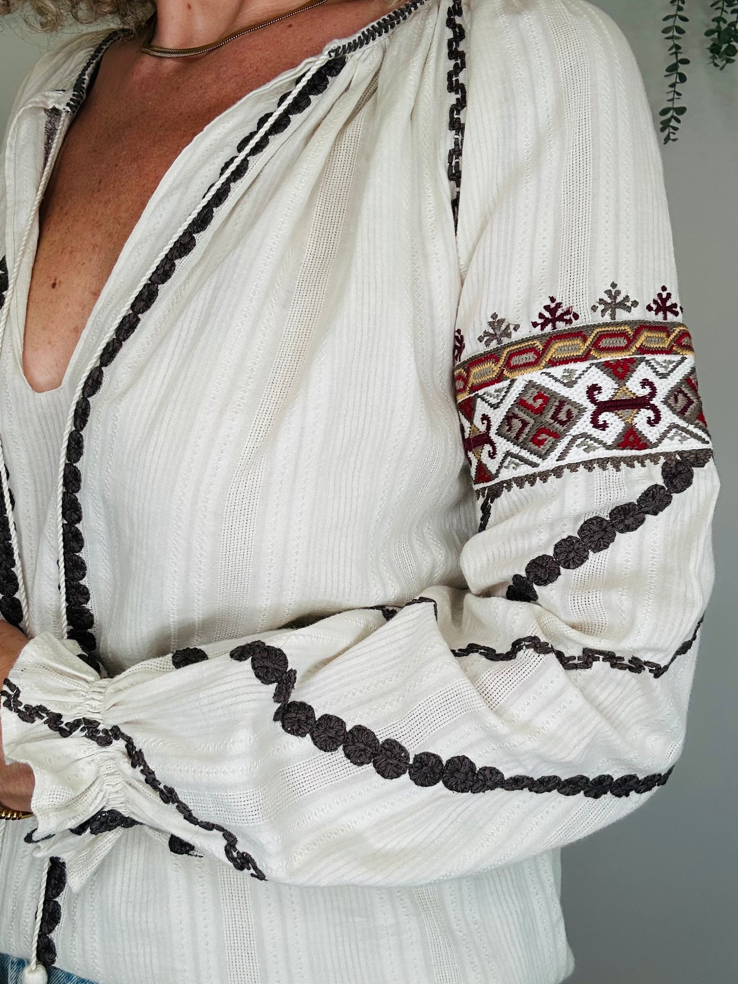 Embroidered Cotton Top - Size S