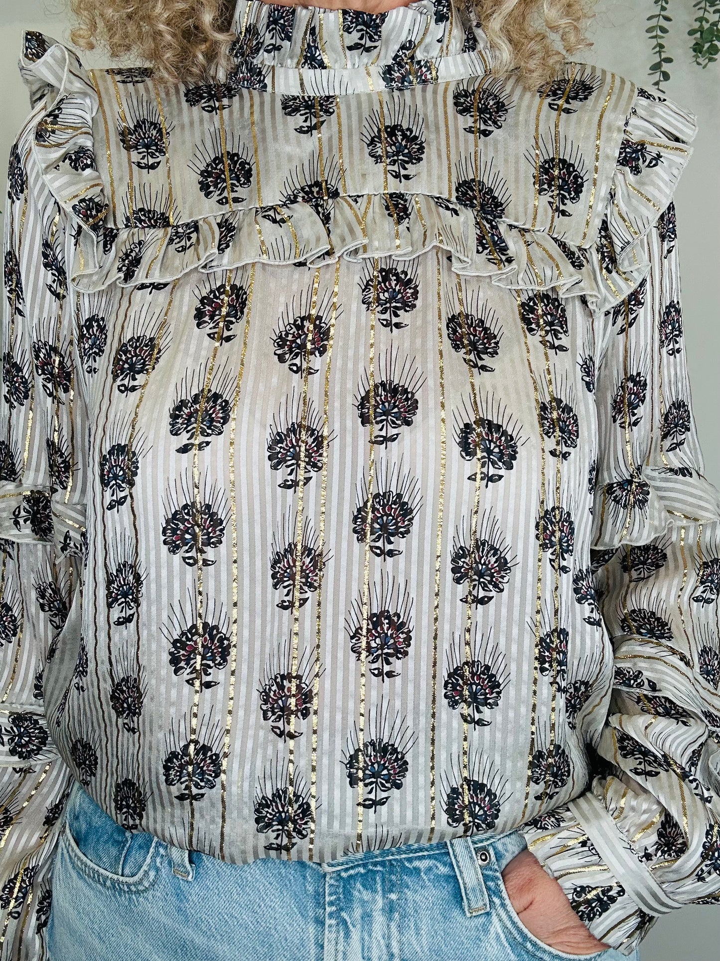 Silk Patterned Blouse - Size 42