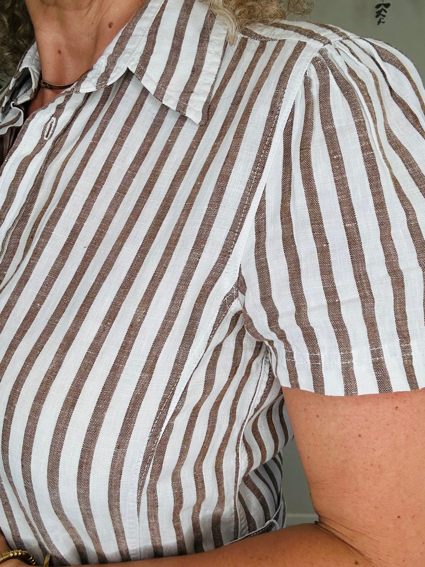 Striped Linen Shirt Dress - Size 8