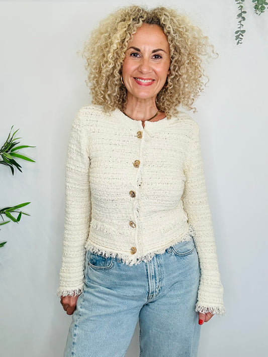 Fringed Knit Jacket - Size M