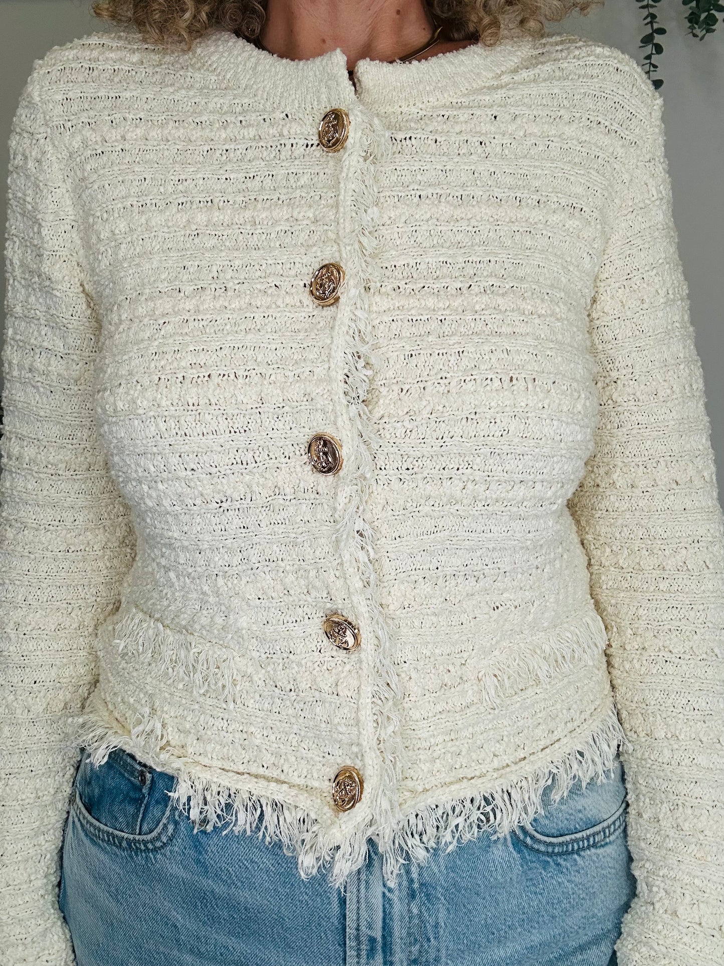 Fringed Knit Jacket - Size M