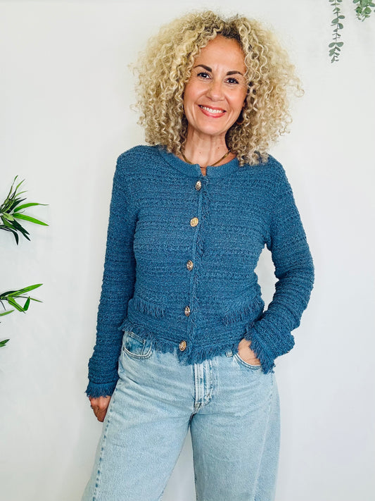 Fringed Knit Jacket - Size M