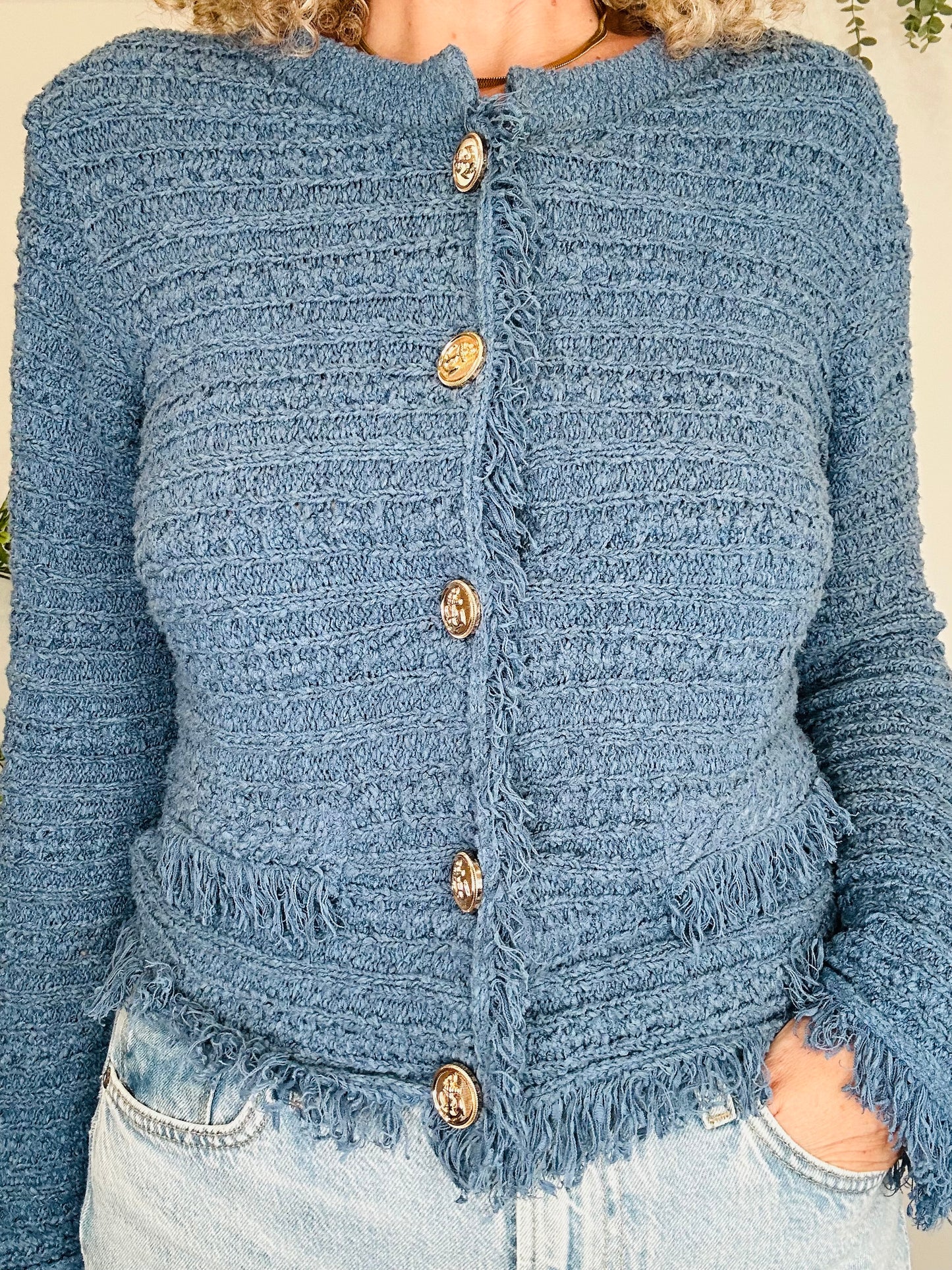 Fringed Knit Jacket - Size M