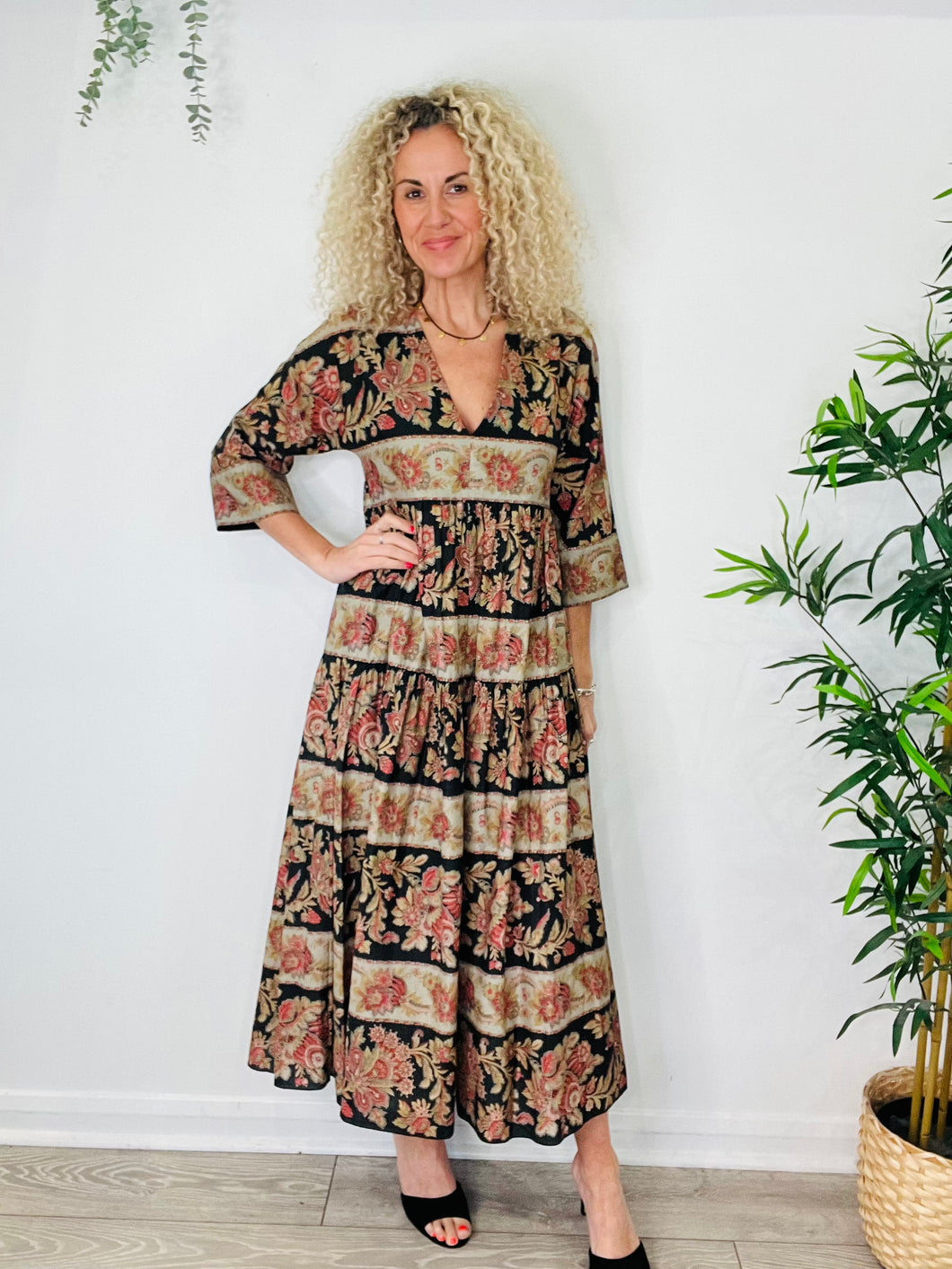 Patterned Cotton Dress - Size XS