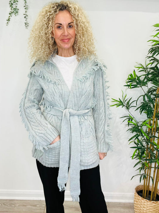 Fringed Belted Cardigan - Size S