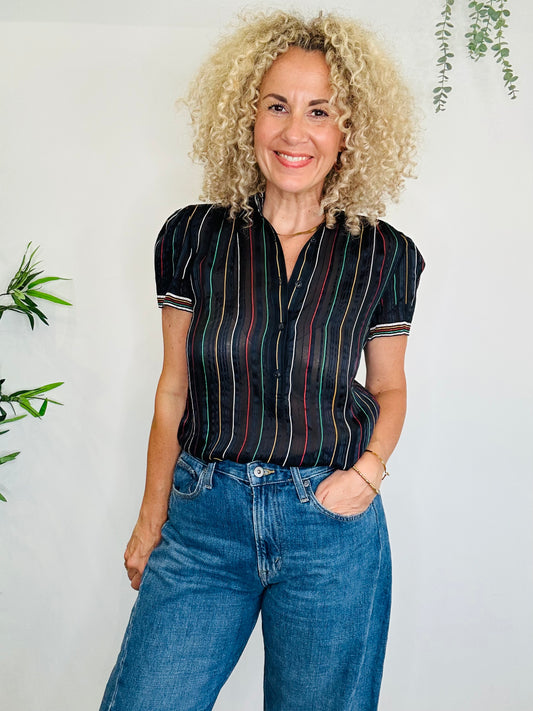 Striped Silk Shirt - Size S