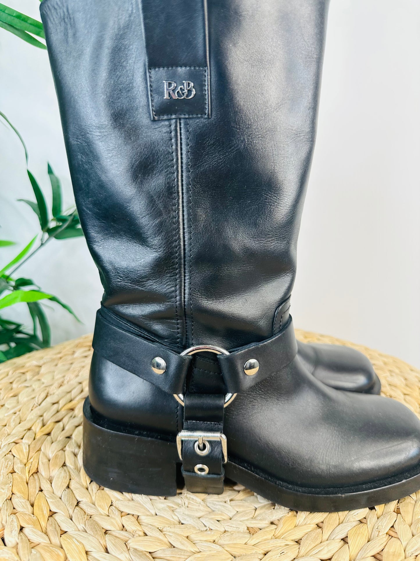 Leather Biker Boots - Size 38