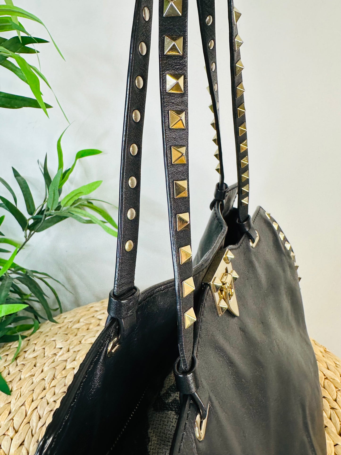 Rockstud Leather Tote