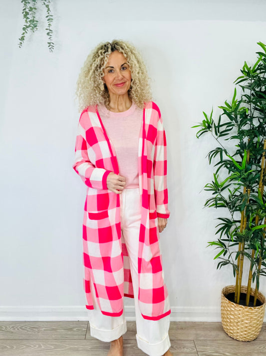 Cashmere Check Coatigan - Size S