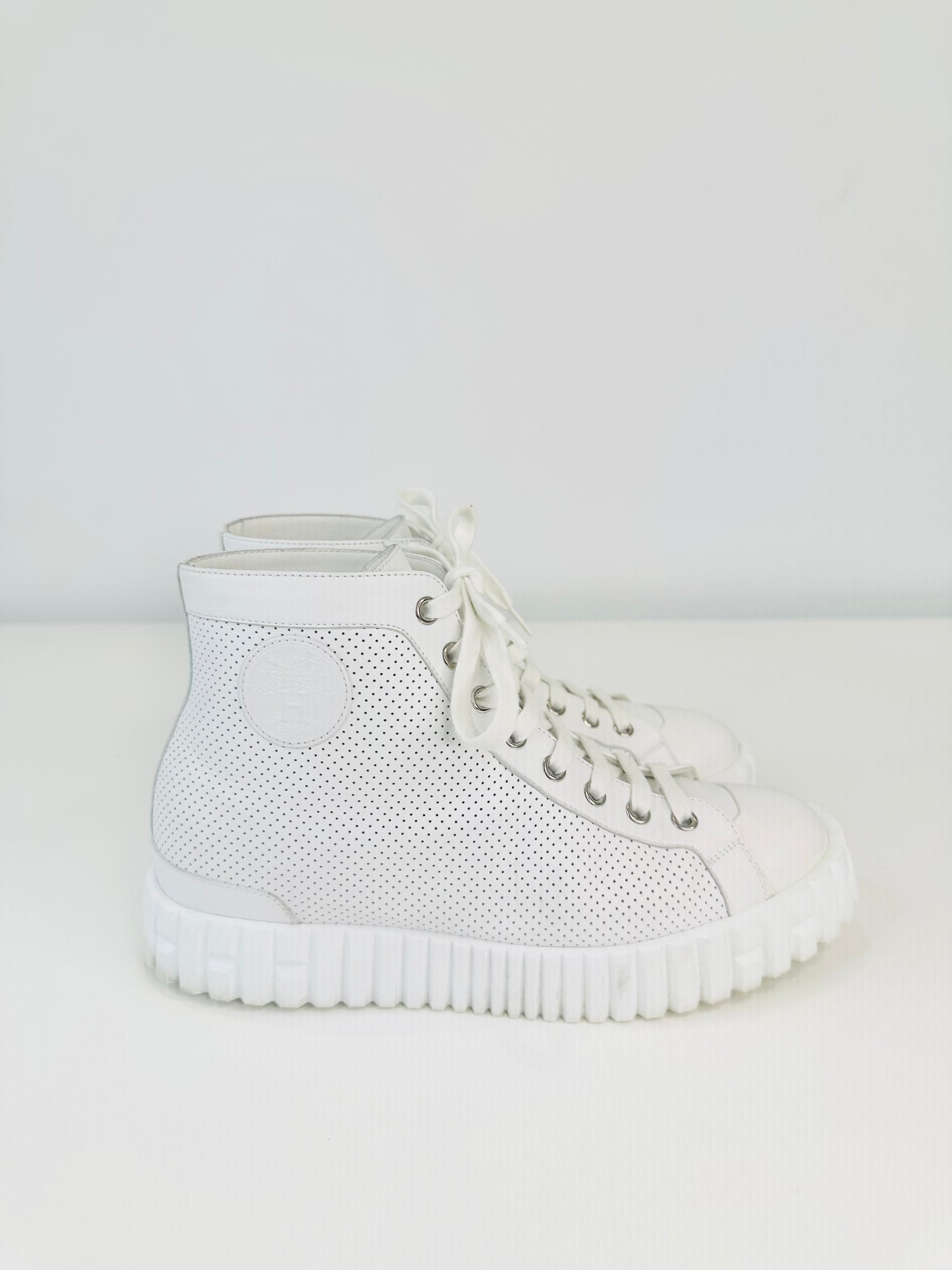 Perforated Leather High-Top Trainers - Size 38.5
